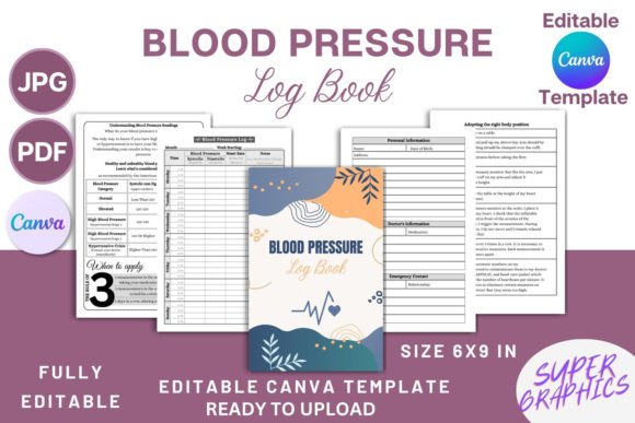 Download Blood Pressure Log Book - Canva Template - Log Collection