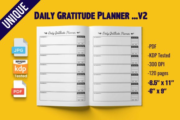 Download Daily Gratitude Planner (KDP Interior) - Daily gratitude Collection
