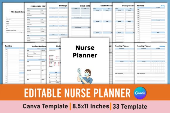 Download Editable Nurse Planner Canva Interior - Premium Bundle