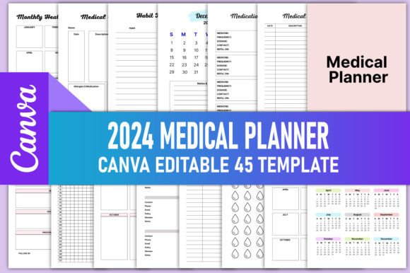 Download Editable 2024 Medical Planner Canva KDP - Premium Resources